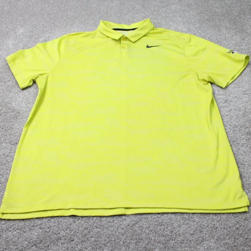 Nike Golf Polo Mens XL Yellow Icon‎ Jacquard Camo Standard Fit Dri-Fit S/S